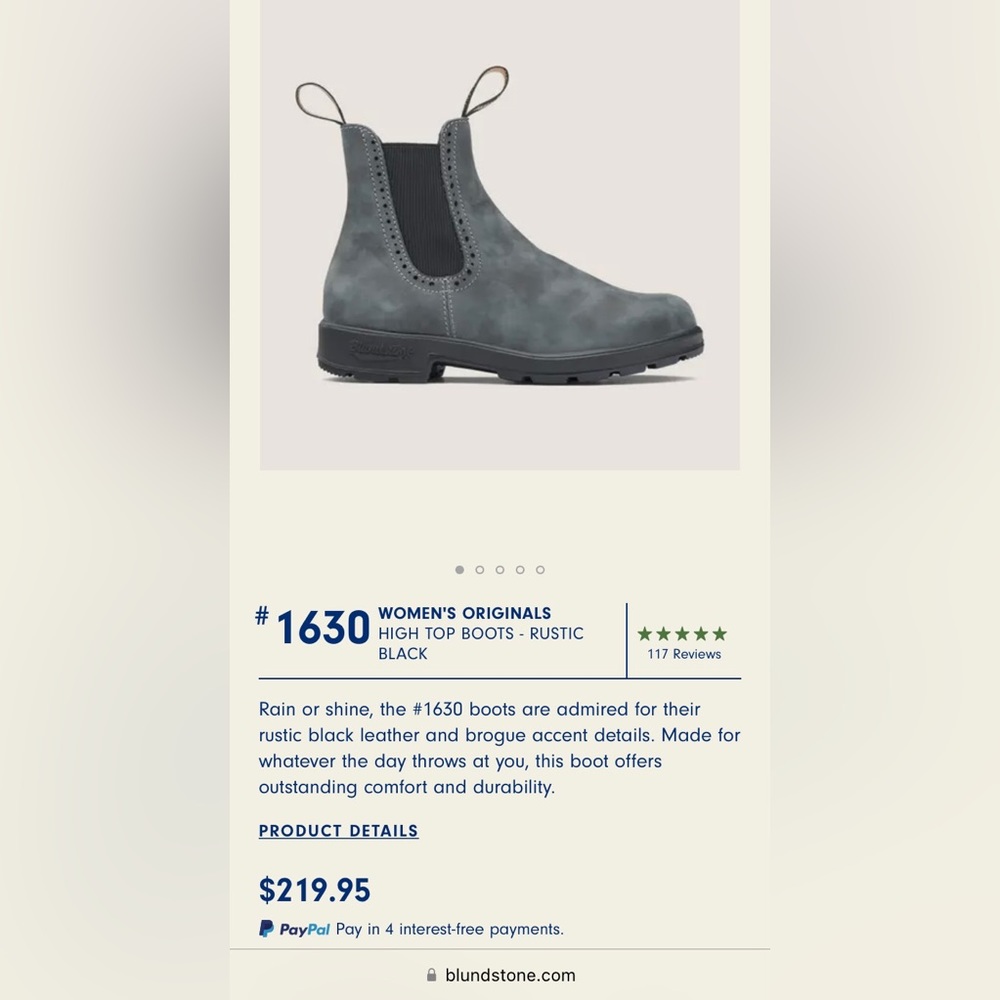 Blundstone #1630 Rustic Black High Top Boots Women’s US8 AU5